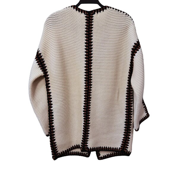 Marni Hand-Knit 100% Cashmere Cardigan Cream with Contrast Trim - Picture 2 of 5